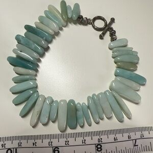 Perforated Oval Larimar Bracelet with Toggle Clasp